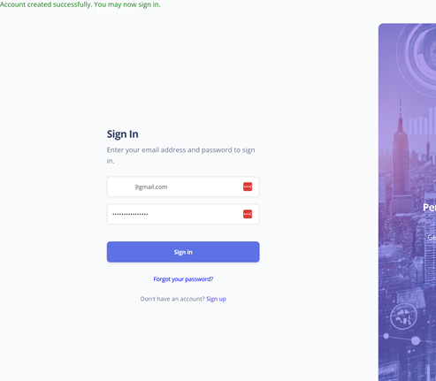 Success message screenshot